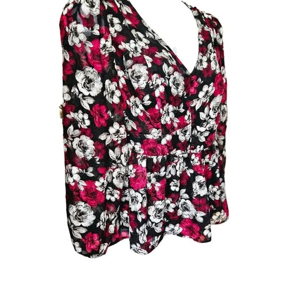 TORRID PeplumβChiffon Blouson Sleeve Floral V- Neck Top Plus Size 2X - Picture 10 of 16